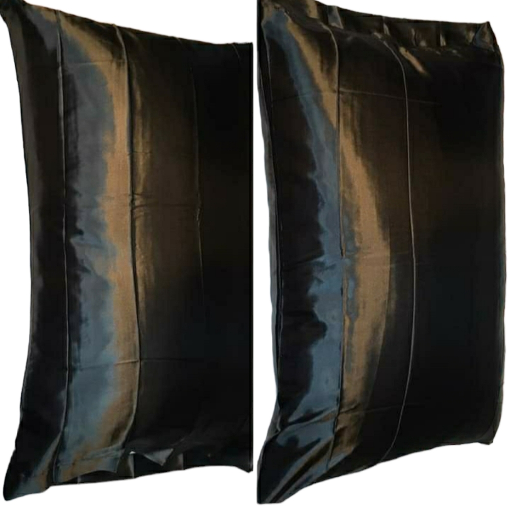 Set of 2 black standard satin pillowcases Bedding